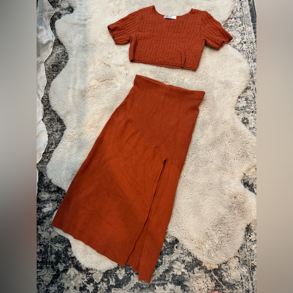 Free People Rust Skirt Set